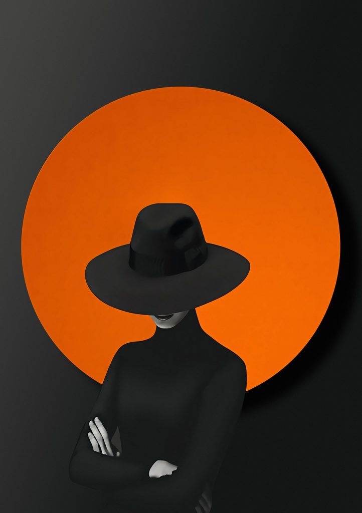 circle, woman, hat